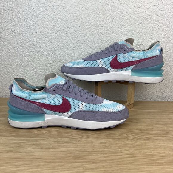 Nike Waffle One By You Mesh Clouds Sky Gray Red Swoosh Athletic Sneakers Sz 10 - Picture 6 of 9